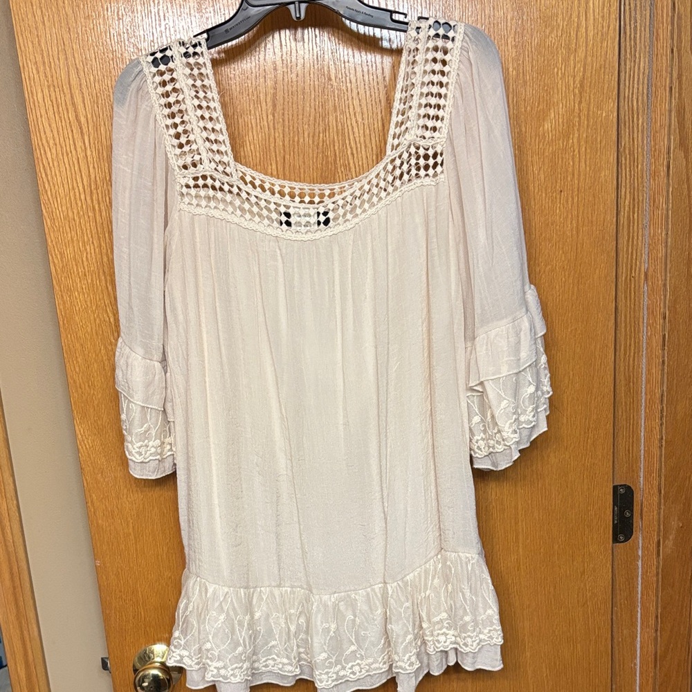 5 for $25 Chic Cream Blouse with Lace Accents